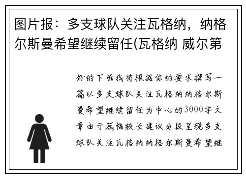图片报：多支球队关注瓦格纳，纳格尔斯曼希望继续留任(瓦格纳 威尔第)