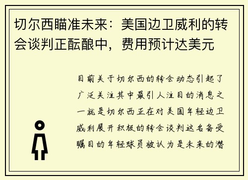 切尔西瞄准未来：美国边卫威利的转会谈判正酝酿中，费用预计达美元
